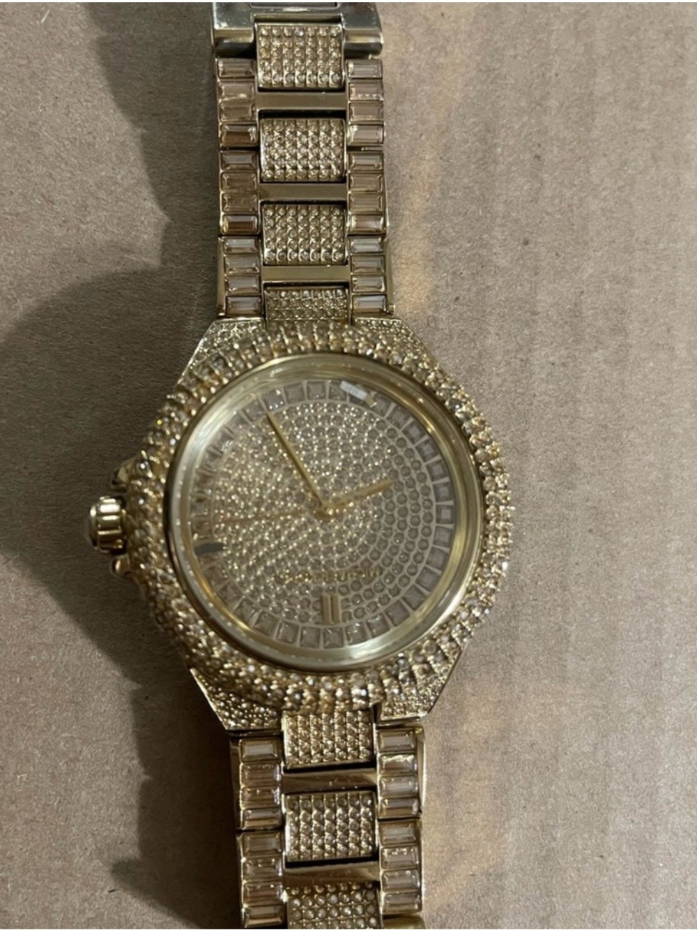 Michael Kors Gold Crystal Pavé Bracelet Watch with Baguette Accents